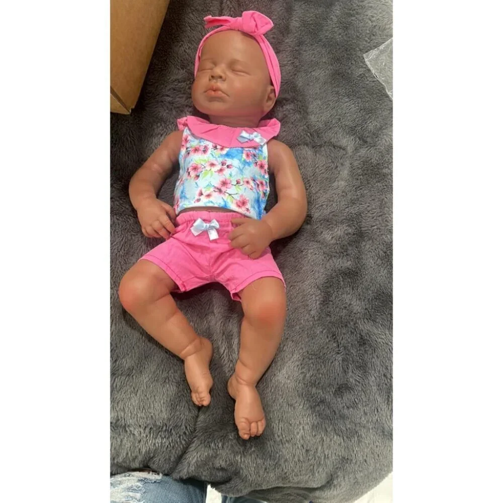 🆕19 inch Full Body Platinum Silicone Bald Baby Dolls Sleeping Zora-tan Boy
